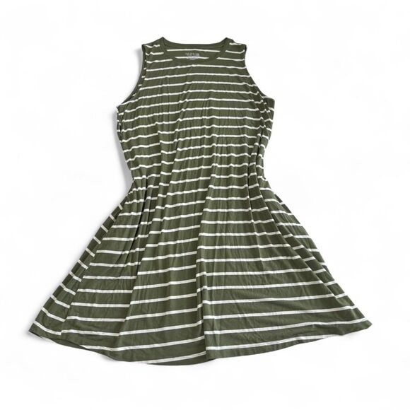 Time and Tru Striped Dress | Woman Size XXL | White & Green Rayon Blend - Picture 1 of 6